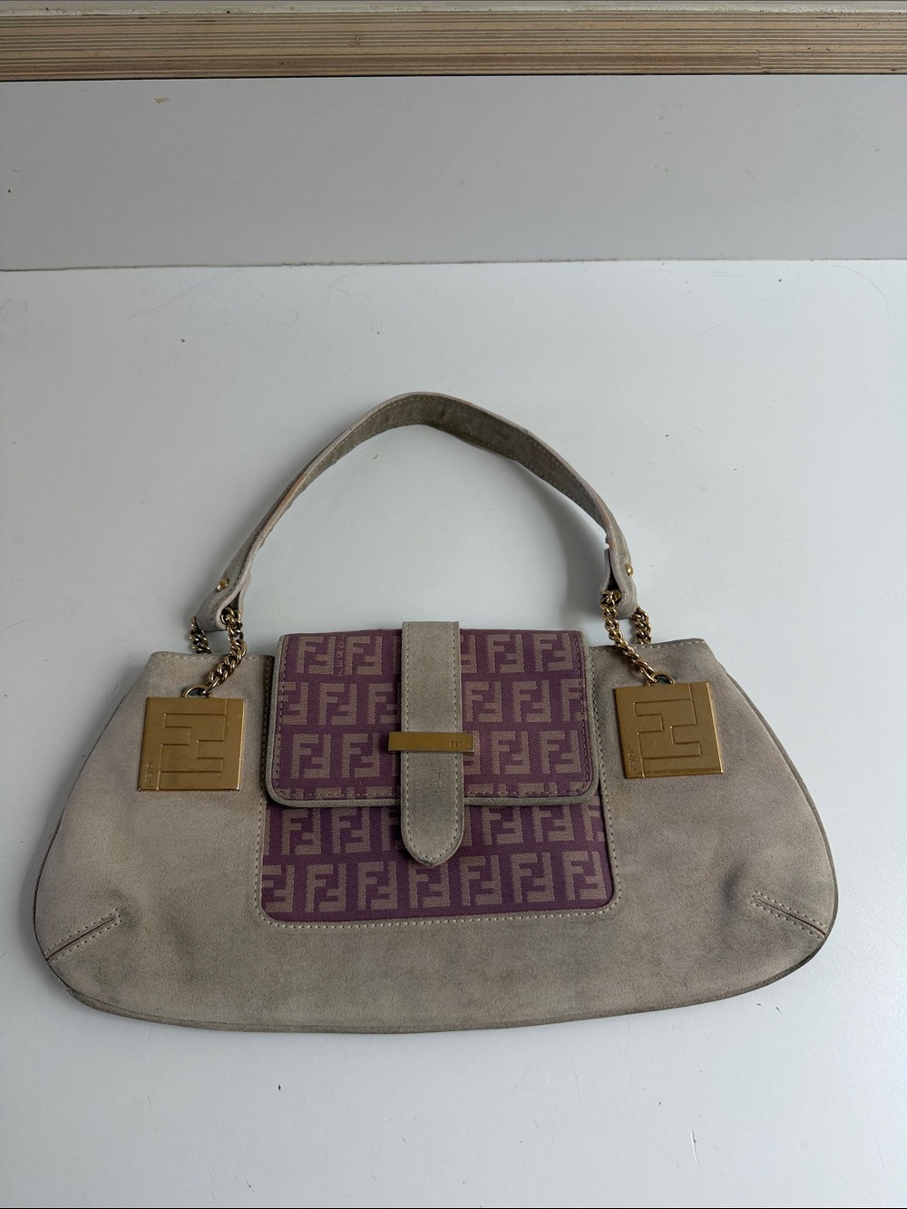 Fendi Zucchino FF shoulder baguette shoulder bag
